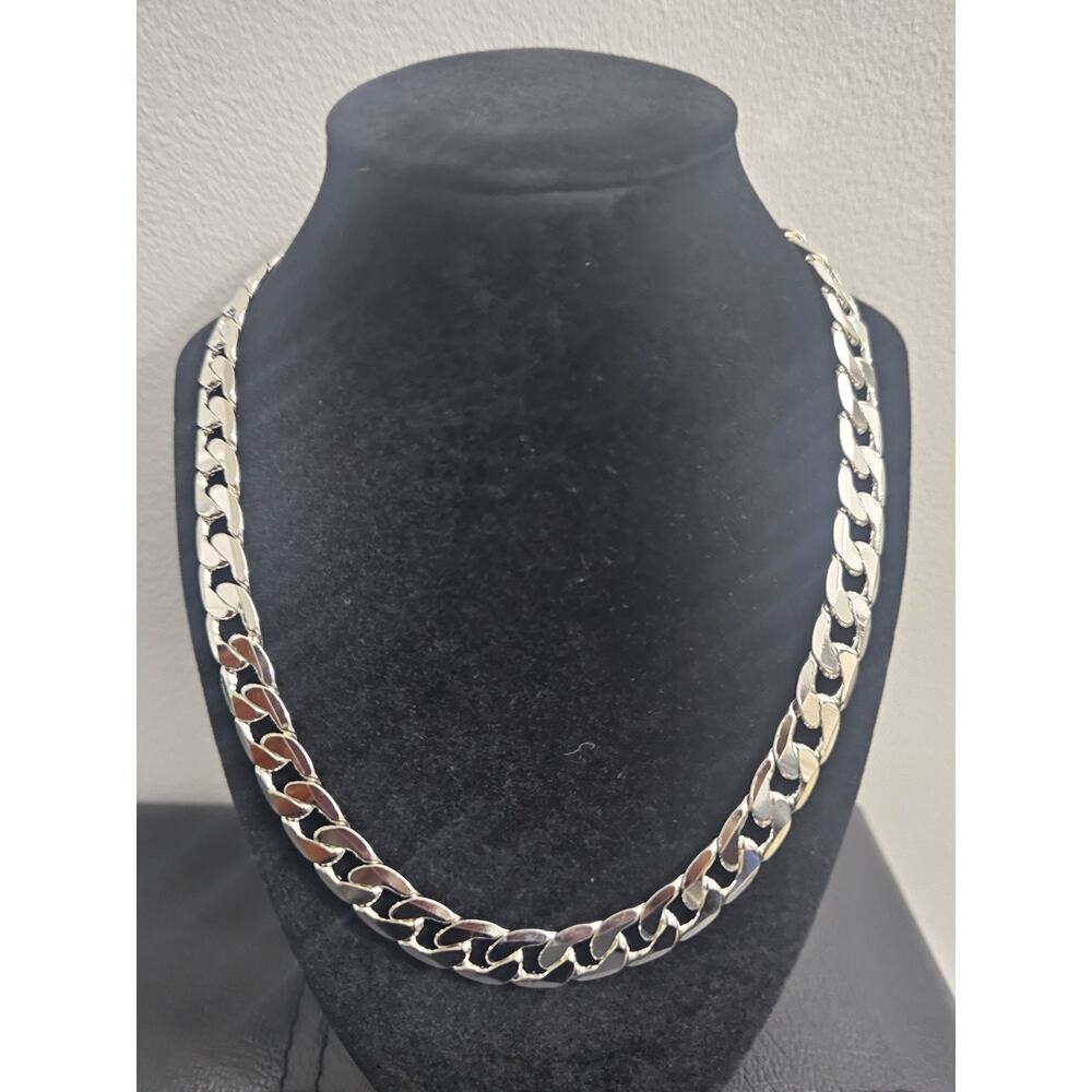 20in. 925.Sterling Silver on brass 12mm CUBAN LINK Chain Lobster Closure